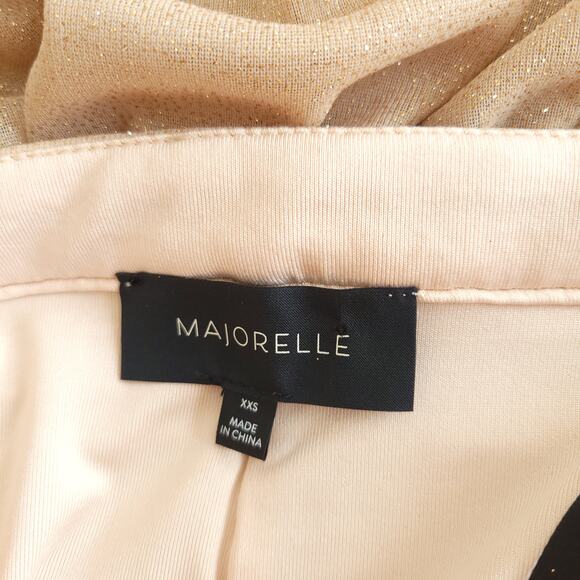 Majorelle Strapless Mini Dress Gold Sparkly Ruffle Tube Top Women XXS - Picture 10 of 12